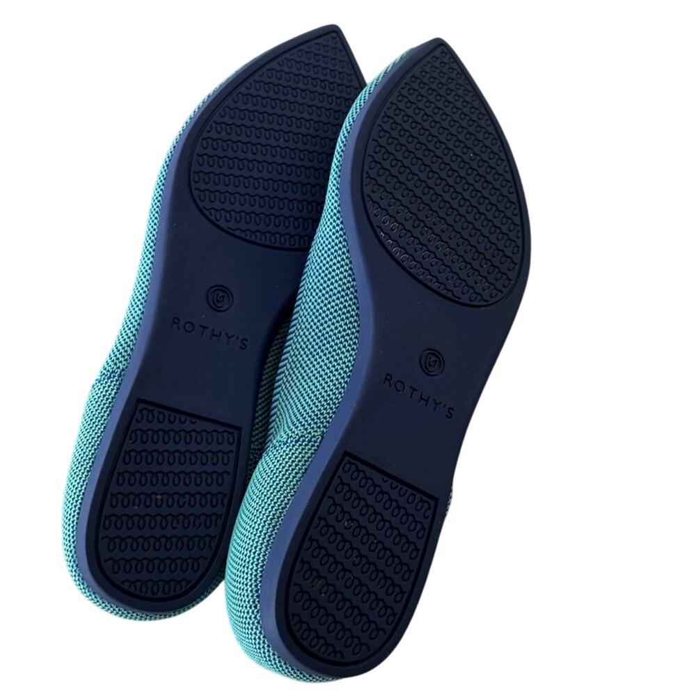 Rothy's The Point Aquamarine Blue Washable Knit Ballet Retired Flats Rare Size 7 - Picture 7 of 8